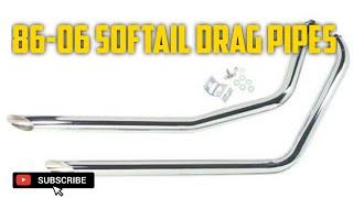 Chrome Drag Pipe Exhaust For 86-06 Harley Softail
