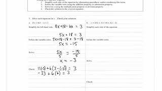 Solving Linear Equations - MTH 0661