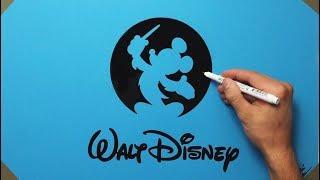 How To Draw Walt Disney Records Logo On Blue Paper