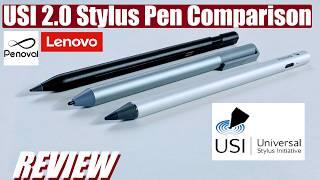 REVIEW: USI 2.0 Active Stylus Pen Comparison - Penoval vs. Lenovo USI Pen 2 vs. HP - Differences?