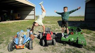 Playing with Tractors and Kids Tank on the farm compilation | Tractors for kids