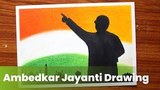 Ambedkar Jayanti drawing / How to draw Dr Br Ambedkar easily step by step / 14th April drawing