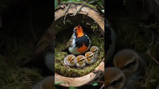 Flame Robin Chicks Warm in Forest Nest #robin #robinbird #nature #birds #babybirds #wildlife #ai