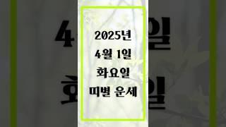 2025년 4월 1일 띠별 운세 | 오늘의 금전운 애정운 건강운 #2025년운세 #띠별운세 #오늘의운세 #금전운 #애정운 #건강운 #4월운세 #행운의기회 #오늘의운세다이어리