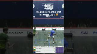 Incredible between-the-legs shot IN A WORLD CUP!? #squash #india #abhaysingh