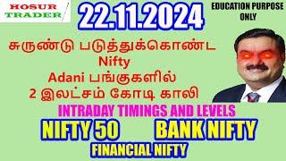 Nifty Prediction for Tomorrow in Tamil  22.11.2024 | Options Intraday Trading Analysis