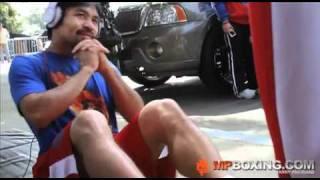 Manny Pacquiao and Team Play Jokes on Camera Man James Dayap while doing ab workouts 4/11/11