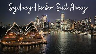 Majestic Princess Sail Away In The Night Under Sydney’s Skyline, Famous Harbor Bridge & Opera House.