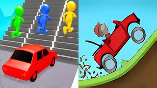 Satisfying Mobile Games ALL LEVELS Viral Tiktok Games Shape Transform VS Hill Climb Racing