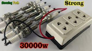 Awesome Top Free Energy 30000w Strong Generator Using Permanent Spark plug #experiment #engineering