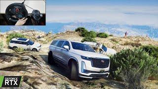 GTA 5 - 2022 Cadillac Escalade ESV Sport OFFROAD with Lexus LX600 vs New Range Rover