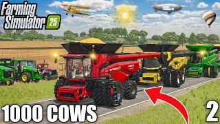 FARMERS COME TOGETHER for INSANE CORN HARVEST | 1000 COWS Farm | Farming Simulator 25 - Ep2