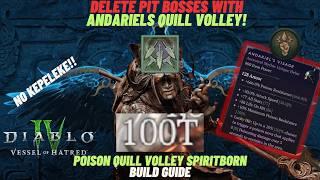 Andariels Quill Volley poison spiritborn DELETING T4 bosses! Diablo 4 season6 build Guide