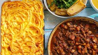 STEWED PORK BELLY | MACARONI PIE | BOILED PLANTAIN