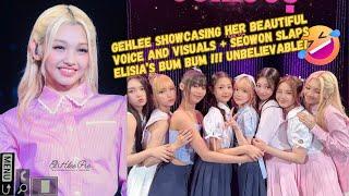 Gehlee showcasing her beautiful voice and visuals! seowon slaps elisia's bumbum! so funny! #gehlee