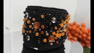 Bead embroidered cuff bracelet