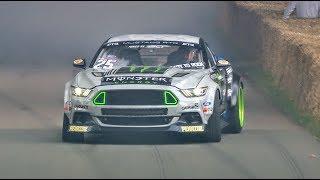 Drift champ Vaughn Gittin Jr. smokes the Festival of Speed hillclimb with his Mustang RTR