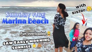 Went to see sunrise in Marina Beach | Sunday funny vlog with sister (camera women)| #miss_miracle