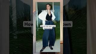Sewing tutorial for turning an old pair of jeans into this barrel or horseshoe style #upcycled