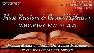 Today's Catholic Mass Readings and Gospel Reflection - Wednesday, May 21, 2025