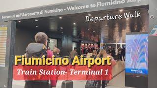 Rome Fiumicino Airport Walk from Train Station to Terminal 1 | Italy Trip