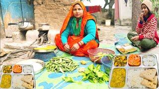 Chana Daal Palak Recipe | Morning Routine In Village Thali| UP Village Daily Morning Lunch Routine |