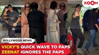 Vicky Kaushal WAVES at paps before he rushes inside | Zeenat Aman IGNORES paps calling at her