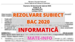 MI: Rezolvare Subiect de Bacalaureat 2020 - Informatică [LIVE]