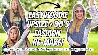 Upcycle & Upsize a Hoodie with a Blanket + 90s Style Outfit Recreation | Easy DIY Tutorial