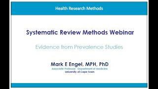 2021 07 20 Cochrane SA webinar   Systematic reviews of prevalence studies