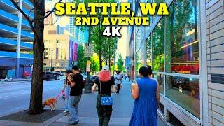 Second Avenue, Downtown SEATTLE, Washington | 4K Walking