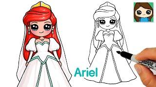 How to Draw Little Mermaid Ariel in Wedding Dress