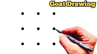 How to draw goat from 9 dots | Easy goat drawing | Dots drawing