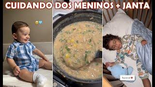 Juliana Perdomo taking care of the boys and chores at home + Caldo de Quenga for dinner