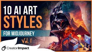 10 Unique Midjourney ART STYLES Vol 1. (Midjourney Prompts & Ai Art Keywords)