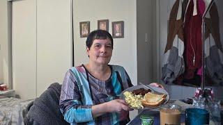 Morning chat with Scrambled Eggs Sausage Toast Yogurt n Coffee