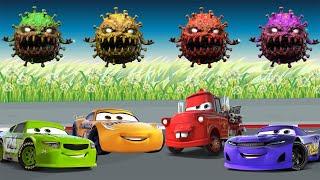 Matching the color of the cars Lightning Mcqueen, Rescue Squad Mater, Brick Yardley, Cruz Ramirez