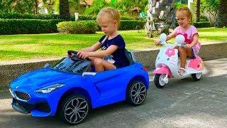 Mili and Stacy Pretend Play with Ride On Cars Toy