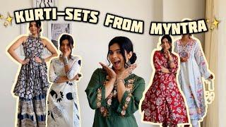  Prettiest  Kurti Sets frok Myntra | Try-on Haul  #myntrafinds  #rakhioutfits  #myntrahaul