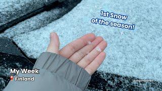 First snow, how to cook rice, groceries shopping at Prisma, locker pickup | living in Finland 