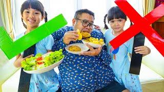 หนูยิ้มหนูแย้มเล่นละครพ่อบอมอ้วน YimYam teaches dad to eat healthy food and exercise