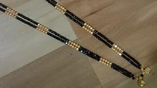 Mani mangalsutra making at home//Long mangalsutra design//Black crystal beads mangalsutra