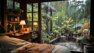 Rain Sounds in The Beautiful flower garden for Sleeping | Soft rain for Insomnia, Study, ASMR