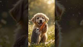 A dog helps a little hedgehog floating in the water   #RabbitRescue #CuteAnimals #AnimalRescue#ai