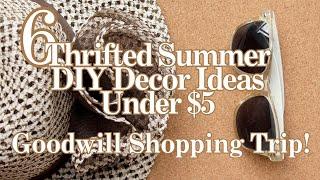 6 Thrifted Summer DIY Decor Ideas Under $5 & A GOODWILL Shopping Trip  #diy