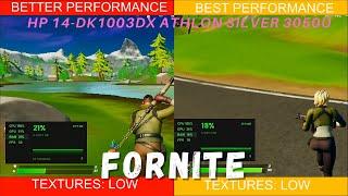 ATHLON SILVER 3050U - Fortnite Better vs Best Performance - HP 14 inch Laptop 14-DK1003DX - 32GB RAM