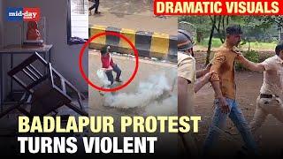 Badlapur school sexual assault case: Protests turn violent, stone pelting on Police - Watch