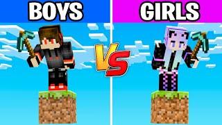 Girls vs Boys on One Minecraft Block