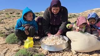 1000-Year-Old Nomadic Curd Recipe with a Single Mom of 5 | قدیمی‌ ترین طرز تهیه کشک توسط زن عشایر