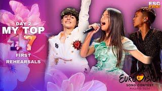 JUNIOR EUROVISION: 2024 | FIRST REHEARSALS - MY TOP 17! (DAY 2)